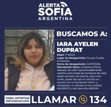 Alerta Sofía: buscan a una adolescente de 17 años desaparecida en Corrientes Alerta Sofía: buscan a una adolescente de 17 años desaparecida en Corrientes