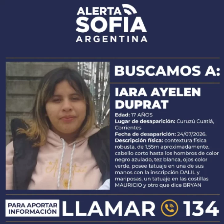 Alerta Sofía: buscan a una adolescente de 17 años desaparecida en Corrientes Alerta Sofía: buscan a una adolescente de 17 años desaparecida en Corrientes