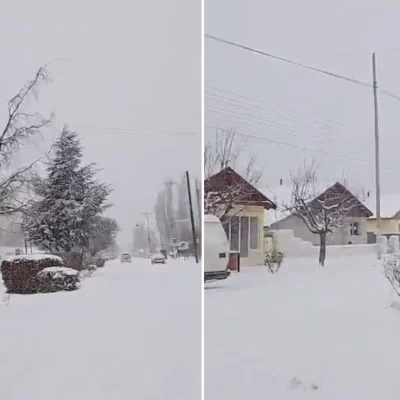 La nieve cubrió Los Antiguos: temperaturas bajo cero y pronóstico de más nevadas en Santa Cruz