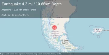 Tembló en Santa Cruz: reportan un sismo de magnitud 4.2 cerca de Río Turbio y otro en las Islas Sandwich del Sur Tembló en Santa Cruz: reportan un sismo de magnitud 4.2 cerca de Río Turbio y otro en las Islas Sandwich del Sur