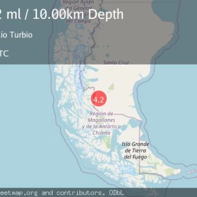 Tembló en Santa Cruz: reportan un sismo de magnitud 4.2 cerca de Río Turbio y otro en las Islas Sandwich del Sur