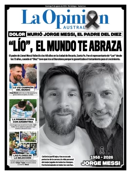Tapa especial de La Opinión Austral: “Lío”, el mundo te abraza Tapa especial de La Opinión Austral: “Lío”, el mundo te abraza