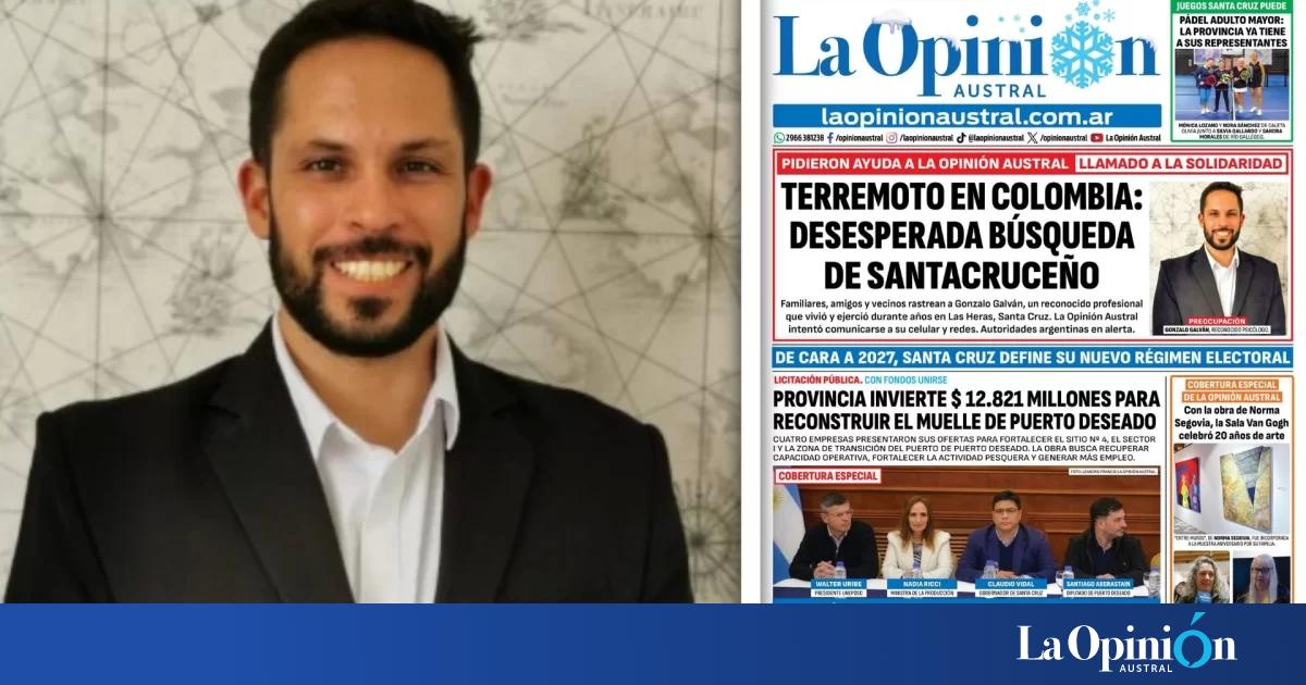 Gonzalo Galván, el psicólogo de Santa Cruz buscado tras el terremoto en Colombia, apareció y habló en Radio LU12 AM680