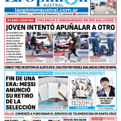 Tapa del Diario La Opinión Austral del martes 1 de septiembre de 2026, Río Gallegos, Santa Cruz, Argentina