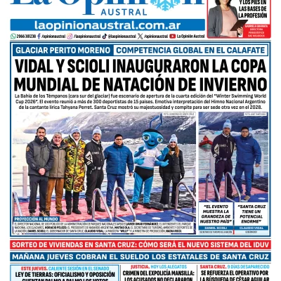 Tapa del Diario La Opinión Austral del miércoles 5 de agosto de 2026, Río Gallegos, Santa Cruz, Argentina
