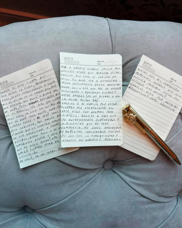  La carta manuscrita con la que Lionel Messi comunicó su decisión de retirarse de la Selección argentina.