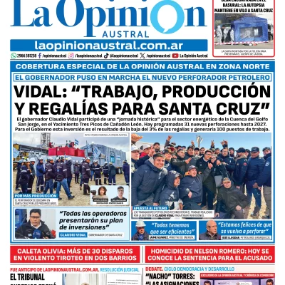 Tapa del Diario La Opinión Austral del miércoles 9 de septiembre de 2026, Río Gallegos, Santa Cruz, Argentina