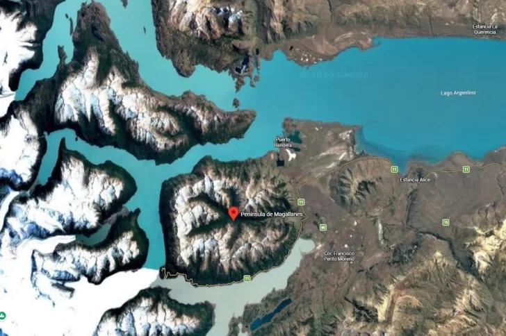 Vista satelital de la Península Magallanes.