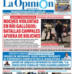 Tapa del Diario La Opinión Austral del martes 29 de septiembre de 2026, Río Gallegos, Santa Cruz, Argentina