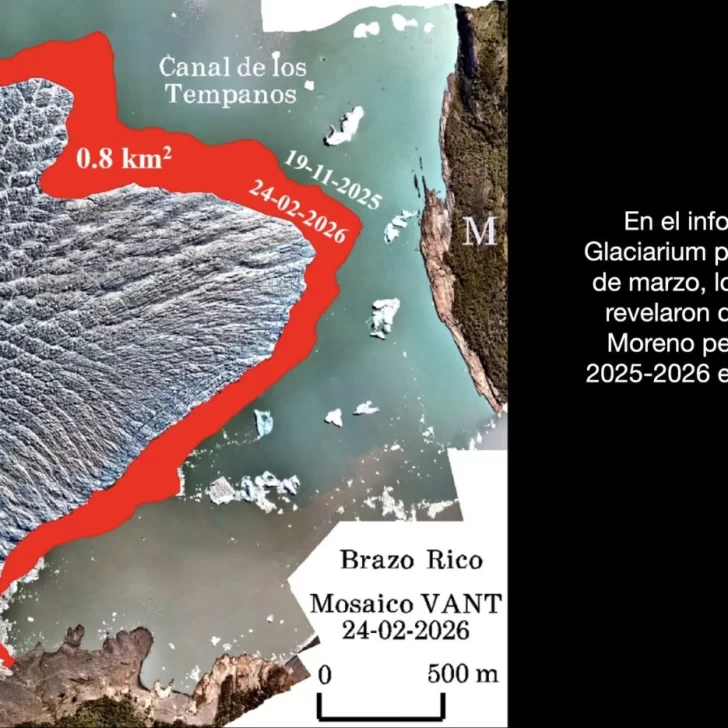 El Glaciar Perito Moreno profundizó su retroceso y perdió 1,46 kilómetros cuadrados en menos de 200 días El Glaciar Perito Moreno profundizó su retroceso y perdió 1,46 kilómetros cuadrados en menos de 200 días
