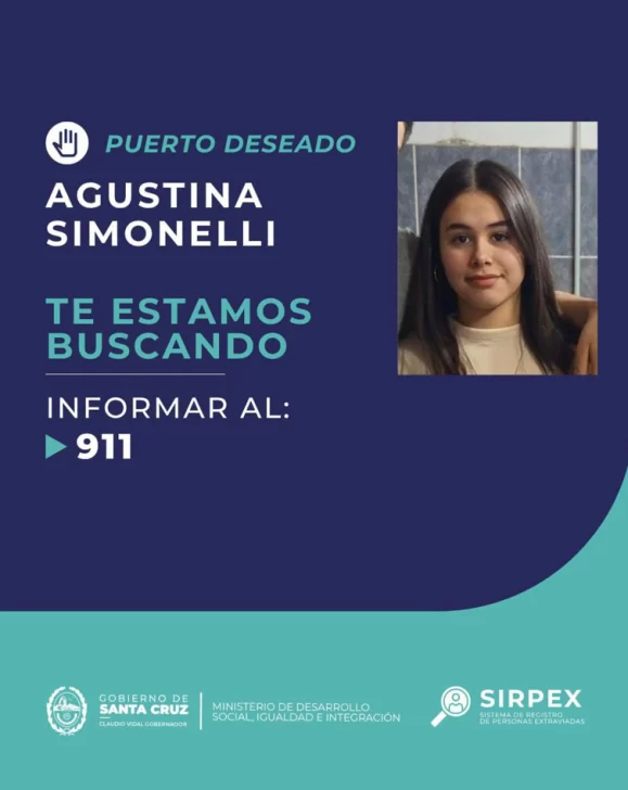 Buscan a una adolescente de 16 años en Puerto Deseado