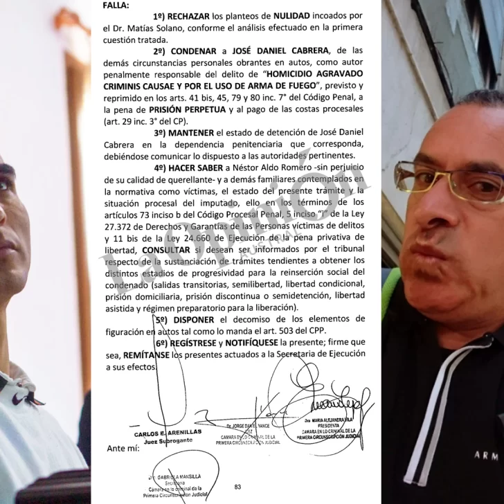 Exclusivo de La Opinión Austral: Las claves del fallo que condenó a perpetua a Cabrera por el crimen de Nelson Ariel Romero Exclusivo de La Opinión Austral: Las claves del fallo que condenó a perpetua a Cabrera por el crimen de Nelson Ariel Romero