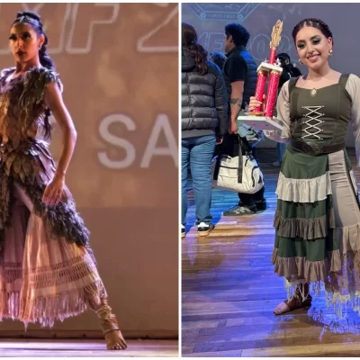 Las santacruceñas Alina Páez y Aldana Godoi se preparan para subir al escenario de Tanti