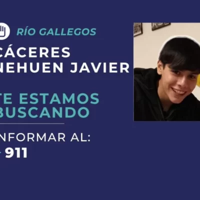 Piden ayuda para localizar a un adolescente de 16 años desaparecido en Río Gallegos Piden ayuda para localizar a un adolescente de 16 años desaparecido en Río Gallegos