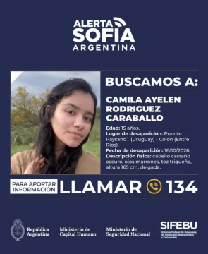 Alerta Sofía por Camila Rodríguez: buscan a una adolescente de 15 años desaparecida en Entre Ríos Alerta Sofía por Camila Rodríguez: buscan a una adolescente de 15 años desaparecida en Entre Ríos